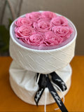 Leather Bouquet of Eternal Glitter Roses – 9 Preserved Roses - PINK
