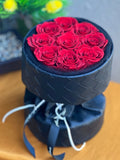 Leather Bouquet of Eternal Glitter Roses – 9 Preserved Roses - RED