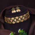 Antique Coin Ruby Stone Copper Necklace Set / GREEN
