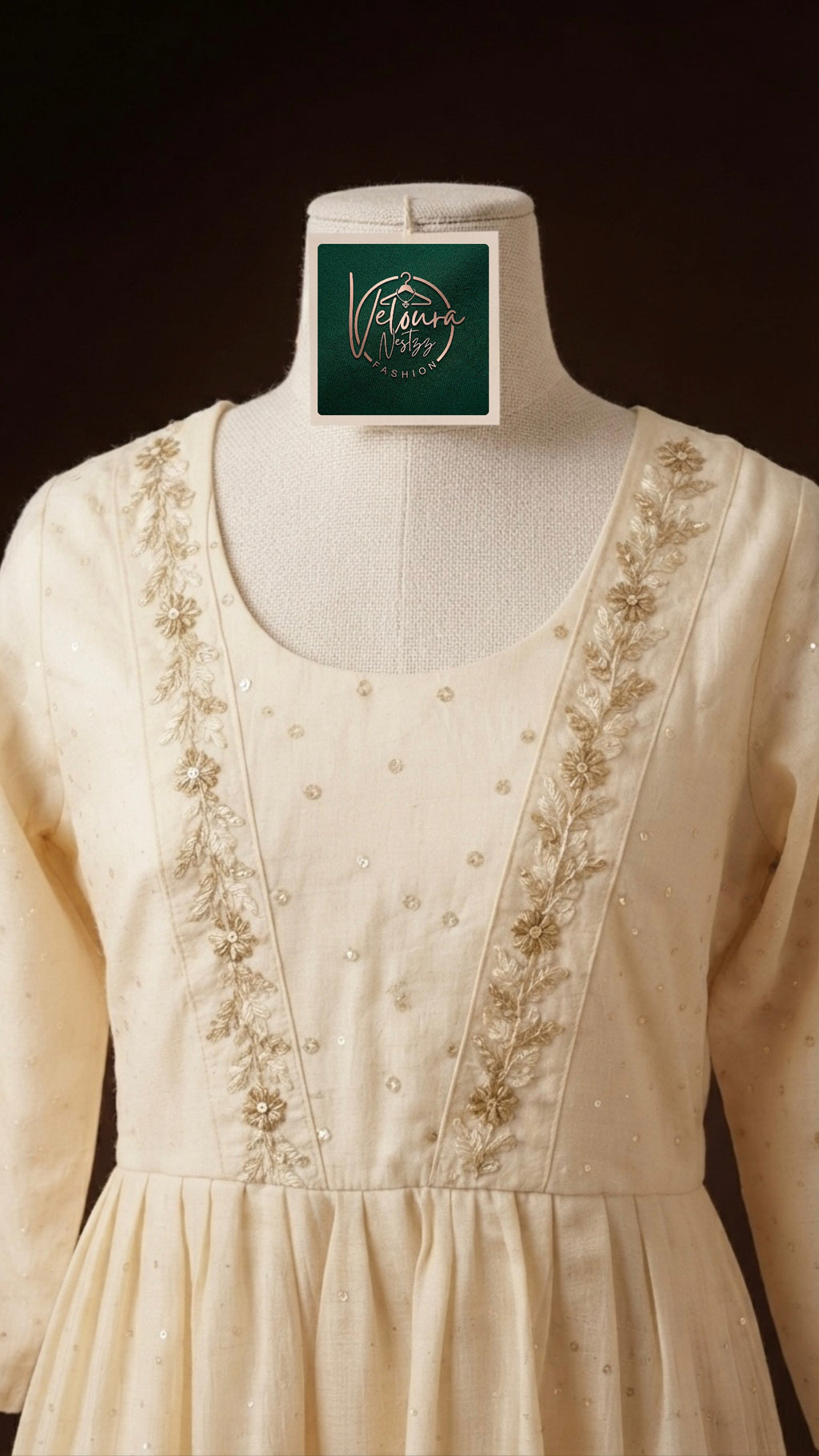 Elegant Ivory Gold-Embellished Churidar Top