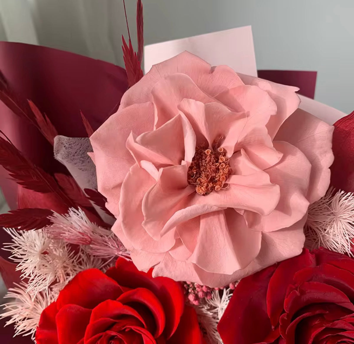 Luxury Preserved Rose Bouquet with Box -BROWN