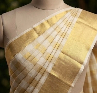 Mulmul Cotton Golden Check SAREE
