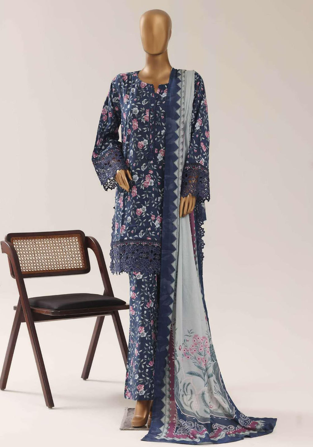 SADABAHAR | Festive Embroidered Lawn 3-Piece Stitched Suit – VSBL03