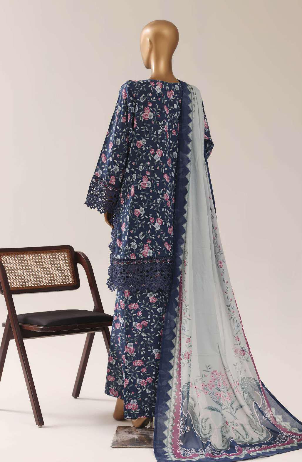 SADABAHAR | Festive Embroidered Lawn 3-Piece Stitched Suit – VSBL03