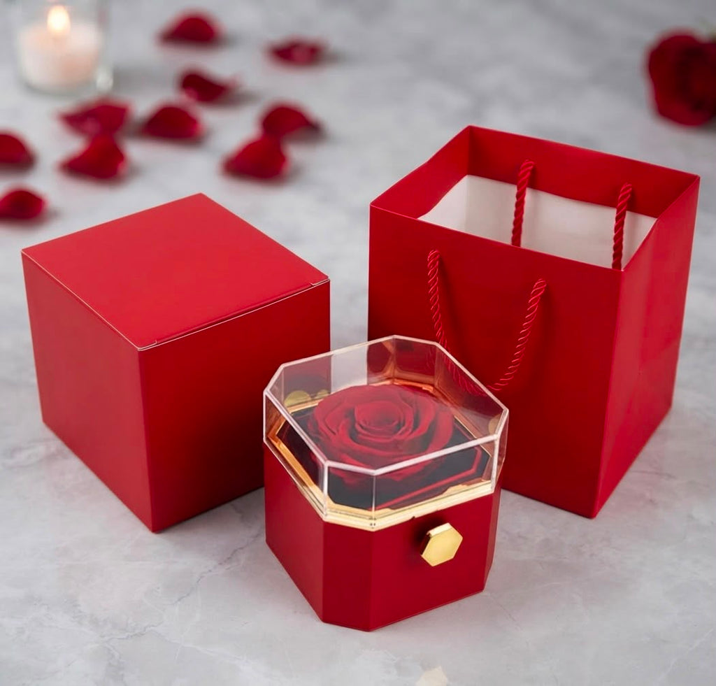 Veloura Preserved Flower Gift Box – RED