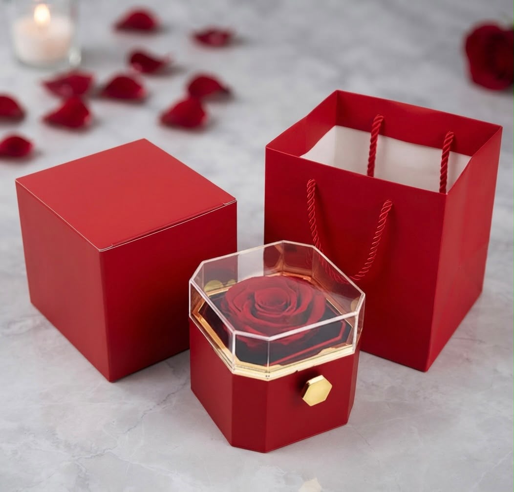 Veloura Preserved Flower Gift Box – RED