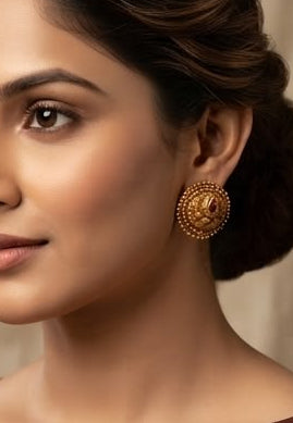 Matte-Finish Gold Stud Earrings
