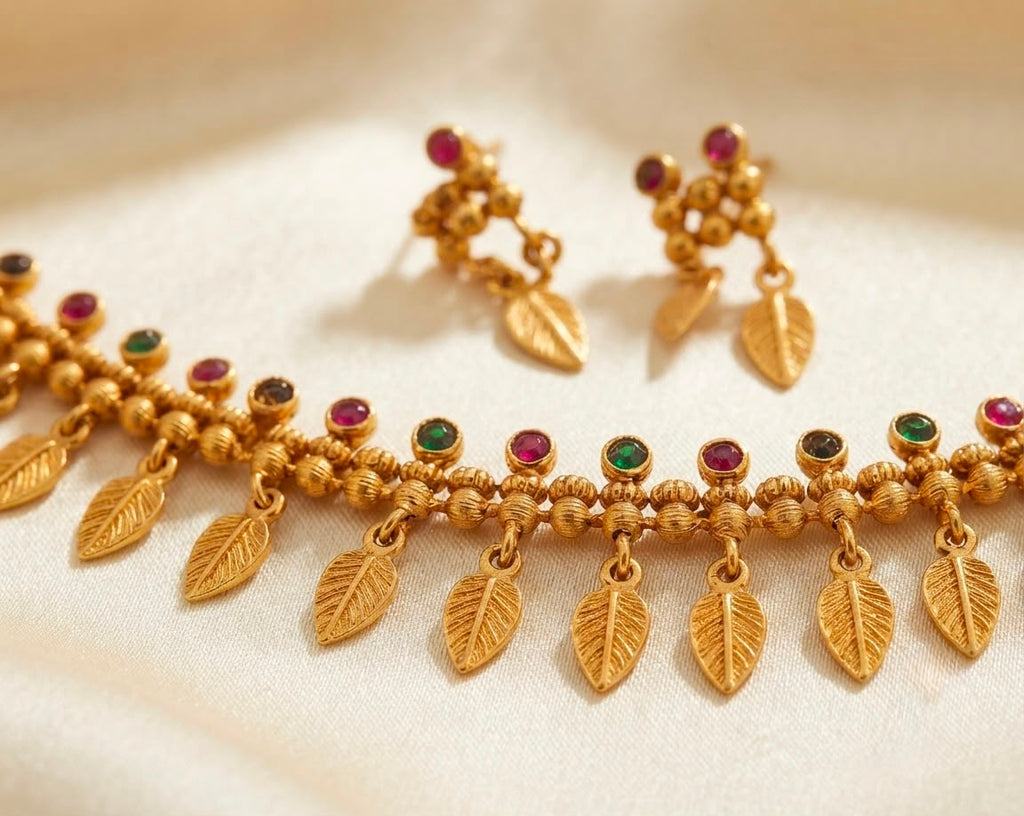 Traditional Gold-Plated Choker & Earring Set