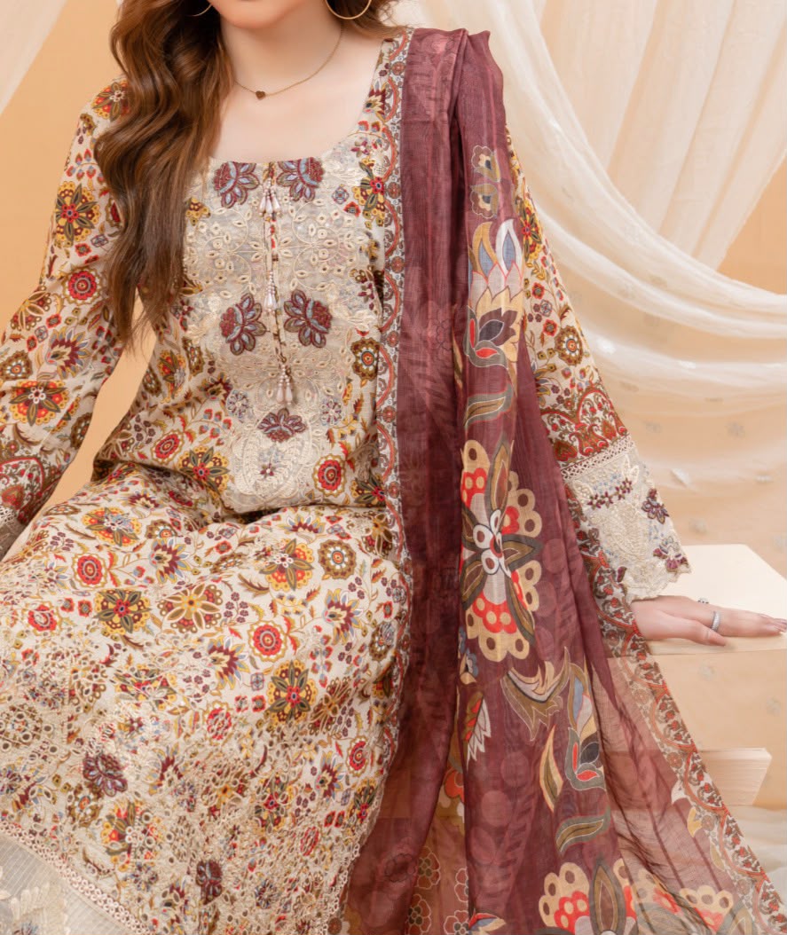 Floral Digital Print 3-Piece Lawn Suit