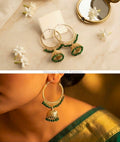 Elegant Green Bead Jhumka Hoops