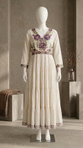 Elegant Floral Embroidered Tiered Kurti