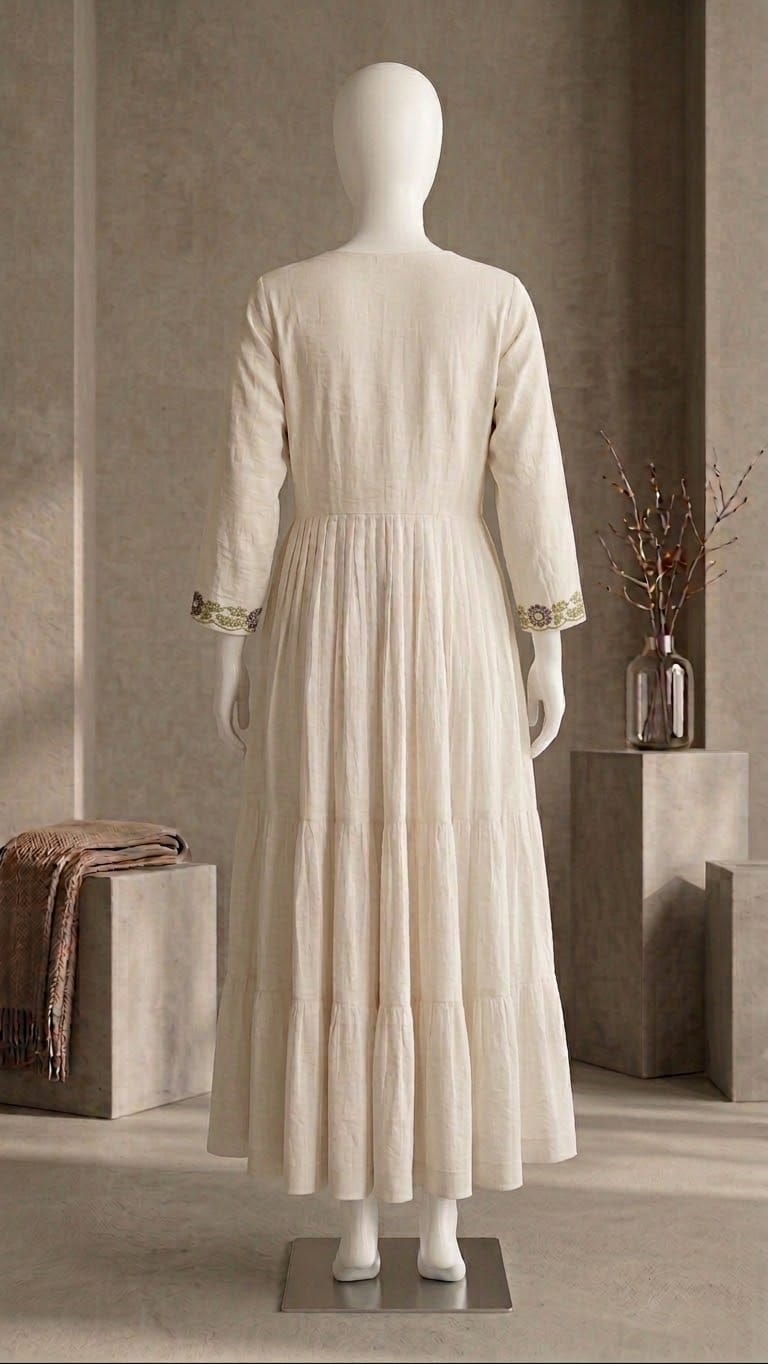 Elegant Floral Embroidered Tiered Kurti