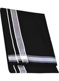 Cotton Single Dhoti with White Border (BLACK MUNDU)