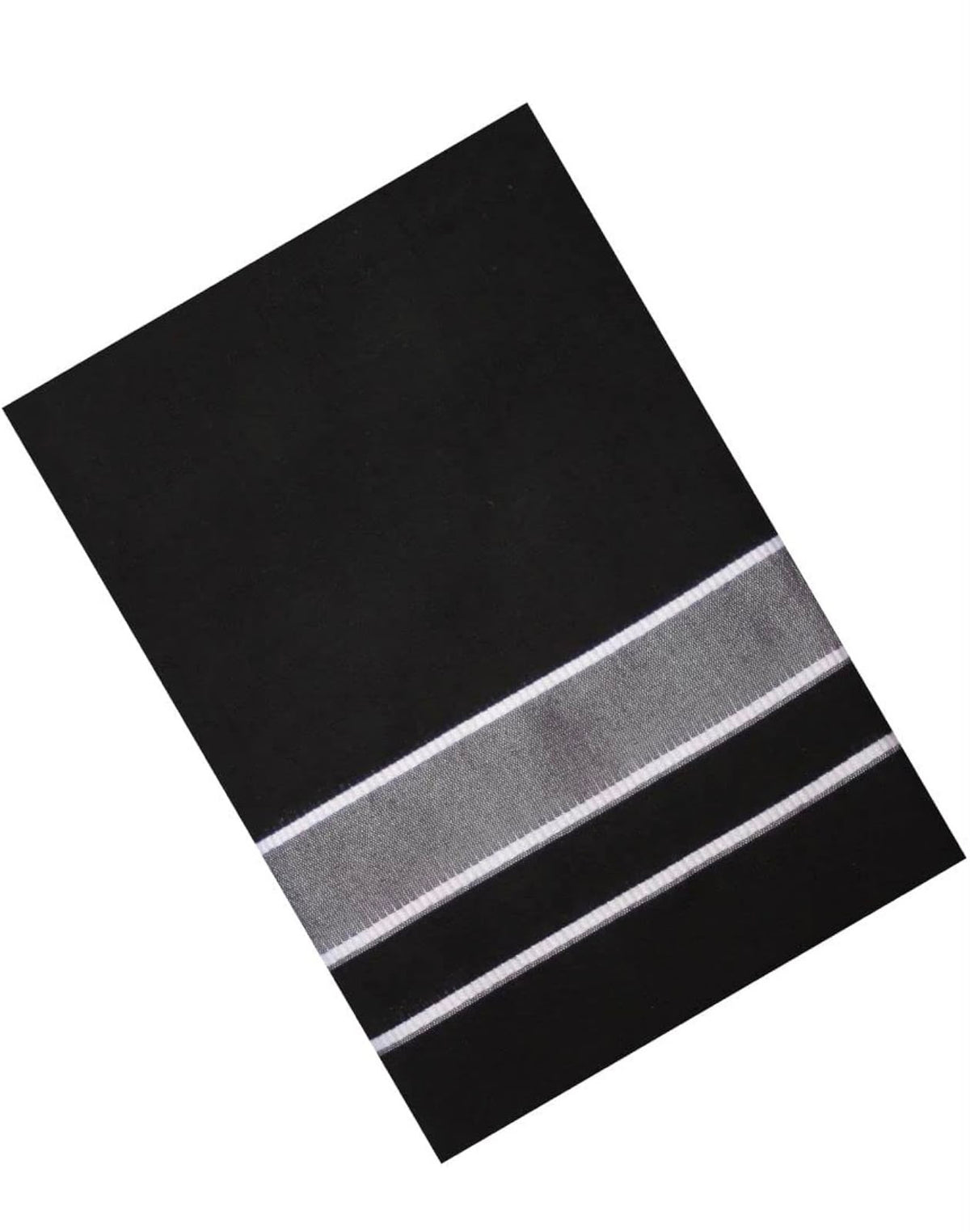 Cotton Single Dhoti with White Border (BLACK MUNDU)