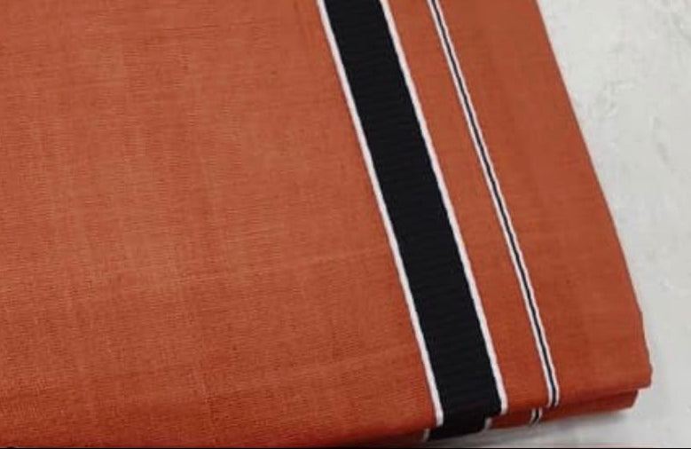 Cotton Regular Kavi Single Dhoti with Black Border (KAVI MUNDU)