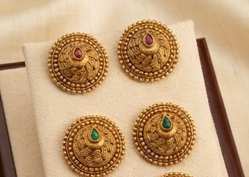 Matte-Finish Gold Stud Earrings